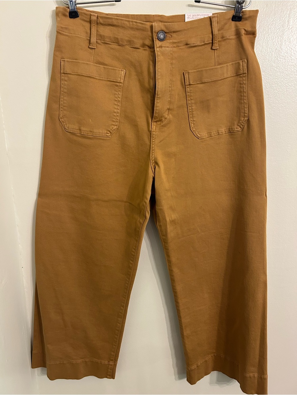 Camel Colored Denim High Waisted Crop Pants size 14